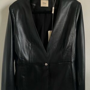 Elle Women's Sleek Black Faux Leather Jacket